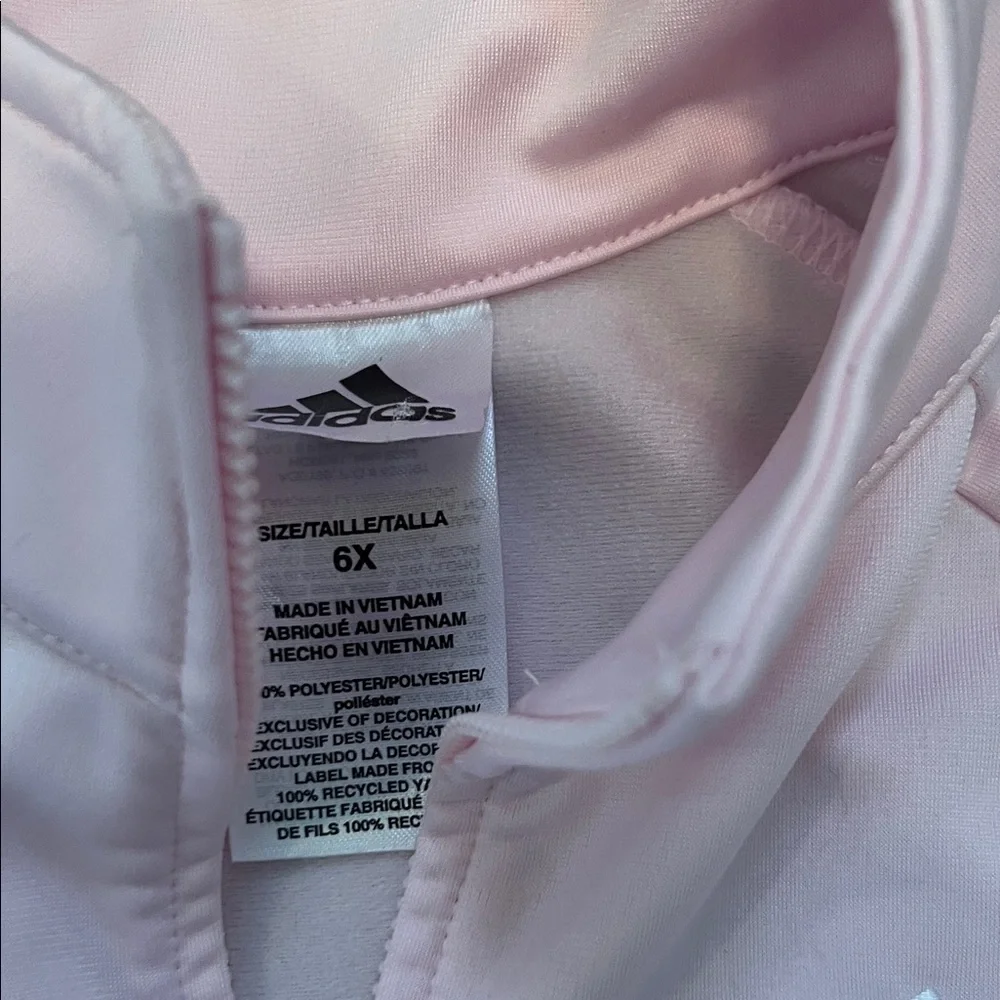 Adidas Light Pink Zip-Up Jacket 6X Girls